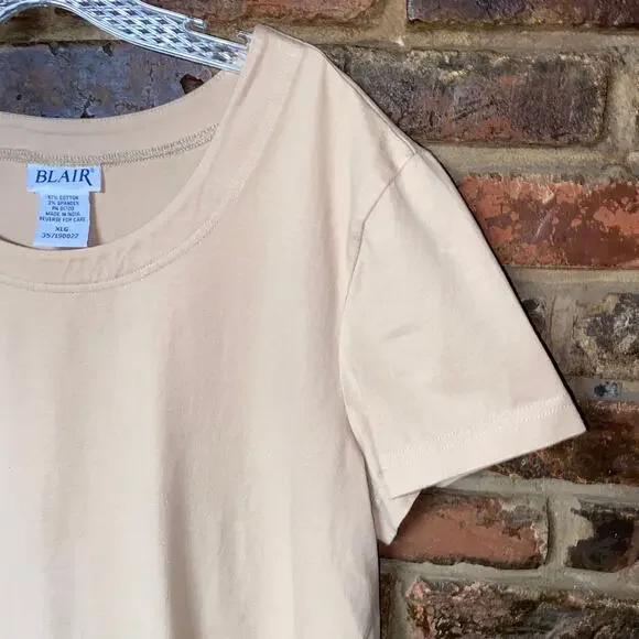 Blair Beige Tan Short Sleeve Crew Neck T-Shirt Women's Size XL - Picture 3 of 4